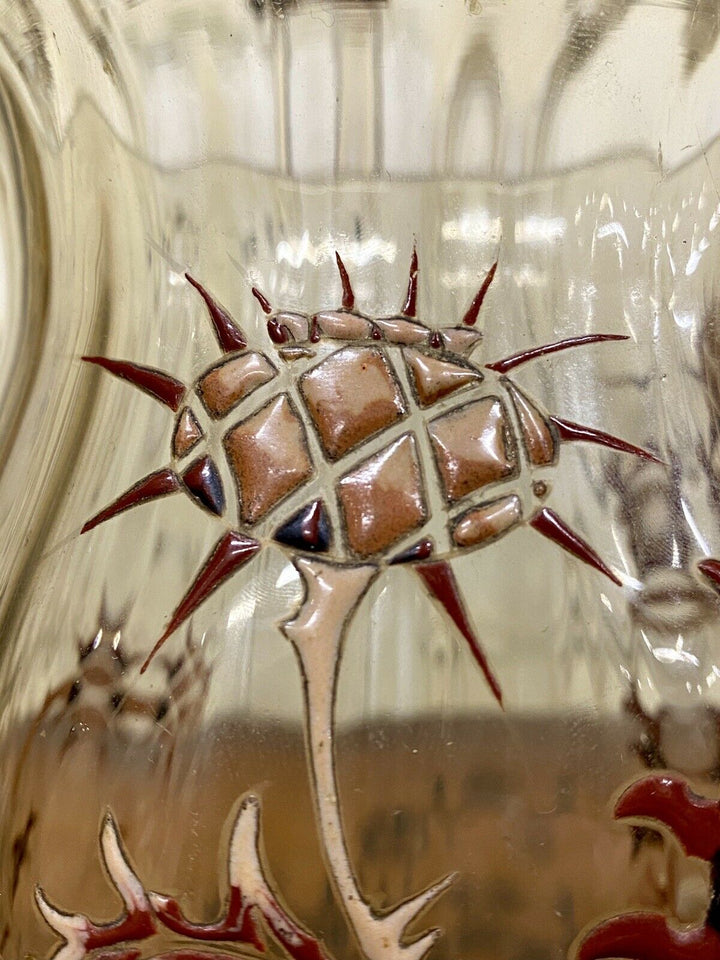 Emile Gallé - Vase Aux Chardons En Verre Strillé Et Émaillé, Art Nouveau
