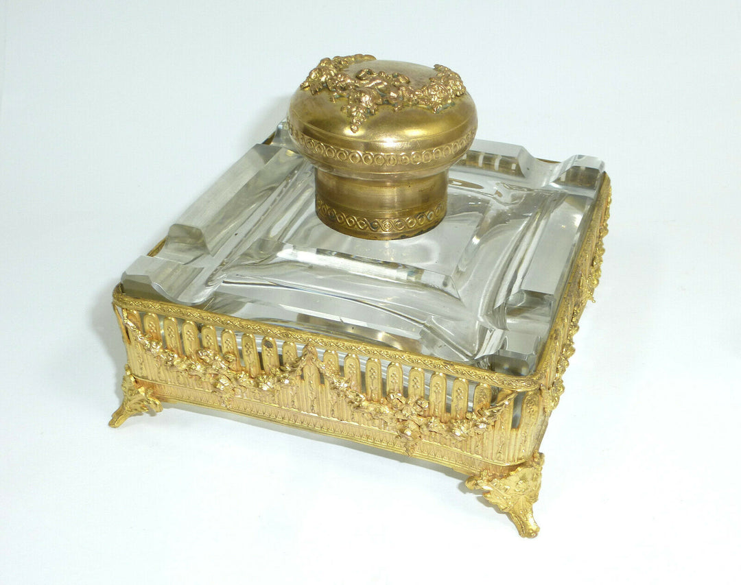 Inkwell Um 1860-1880 France Baccarat Crystal Glass