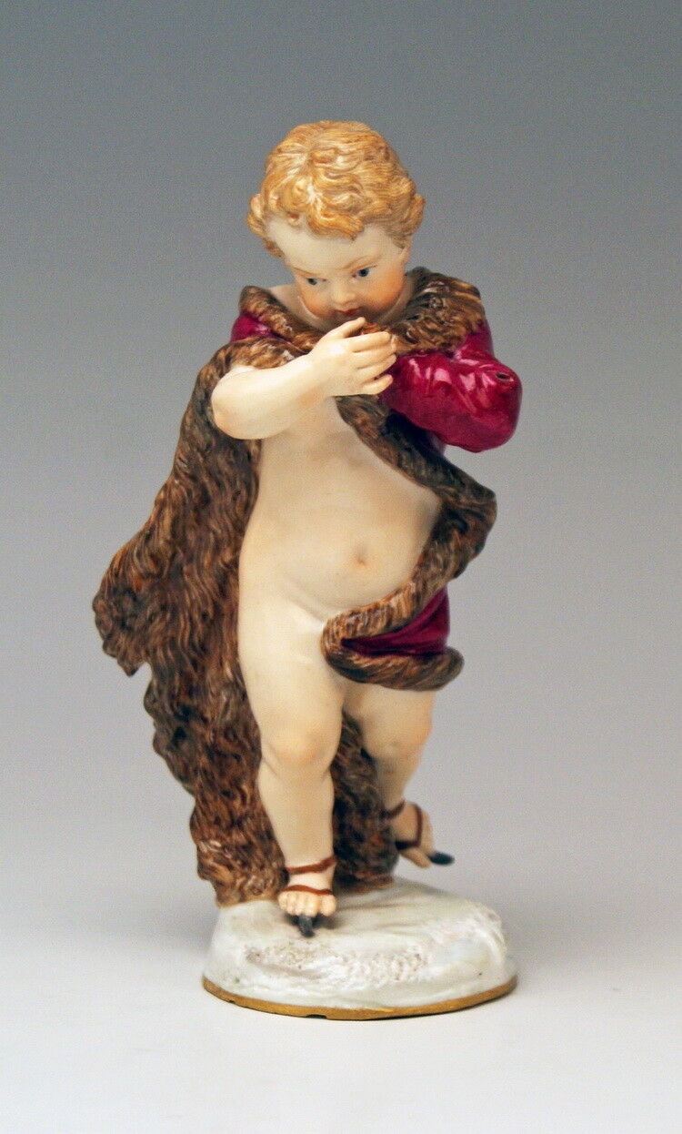 MEISSEN マイセン FIGUR PUTTO ALLEGORIE DES WINTERS CHERUB WINTER MNR:A71 UM 1860