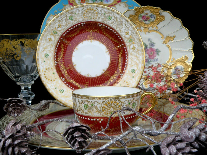 ロイヤルウースター　アンティーク　ティーカップ&ソーサー　ゴールドエナメルジュール