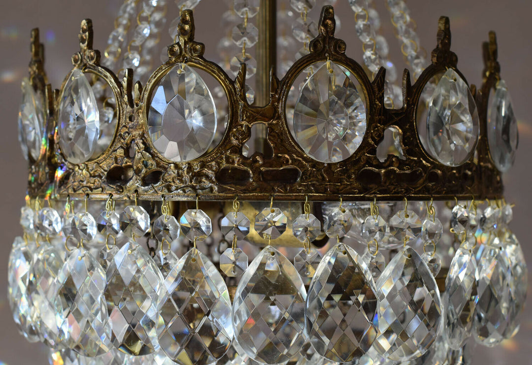 Easter Sale,Vintage Crystal Chandelier, Antique French Style mid century Light