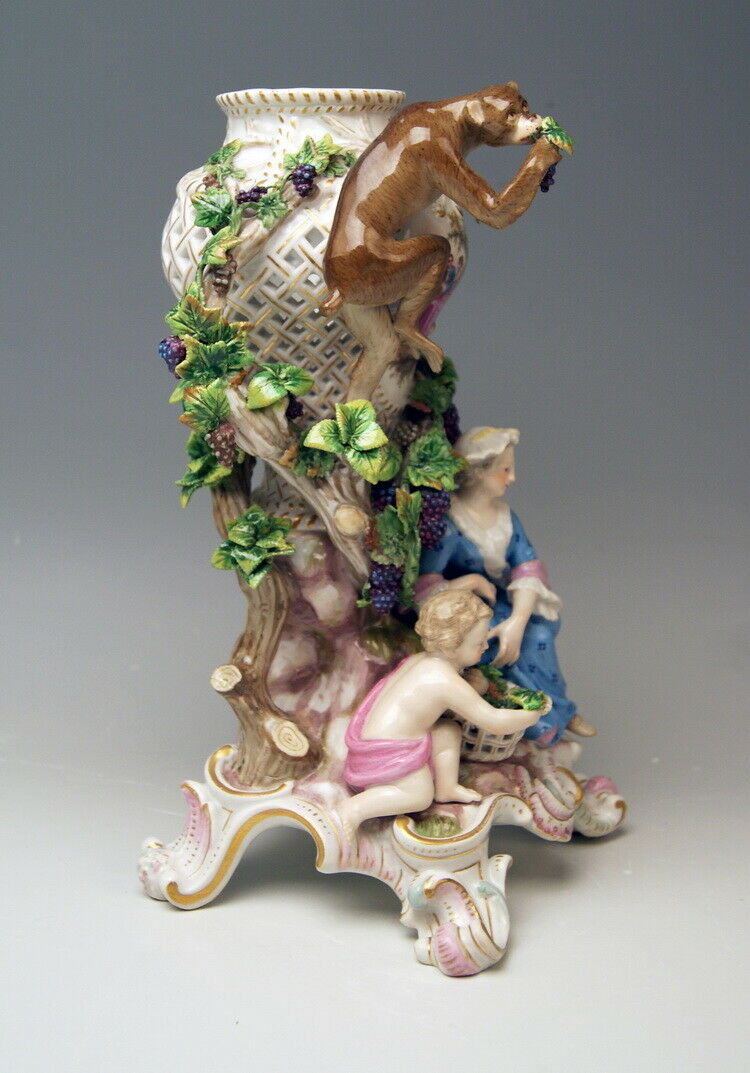 MEISSEN FIGUR マイセン POTPOURRI DUFT VASE MIT AFFEN MONKEY J. F. EBERLEIN UM 1860