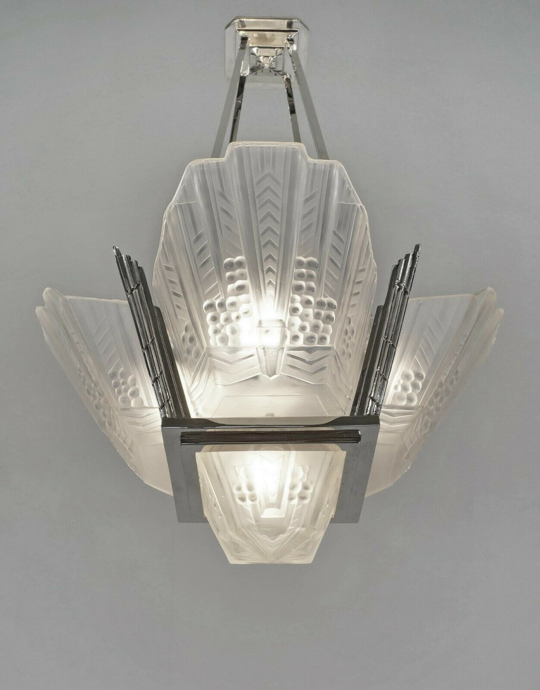 EJG : FRENCH ART DECO CHANDELIER ...........................1930 muller era lamp