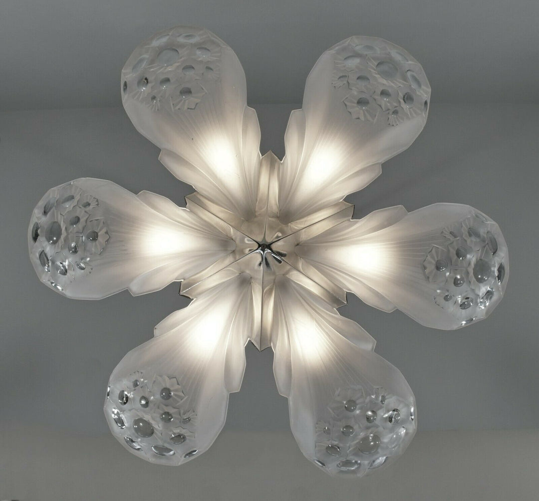 Muller freres : ART DECO STARBURST CHANDELIER 1930 France ....... degué daum era
