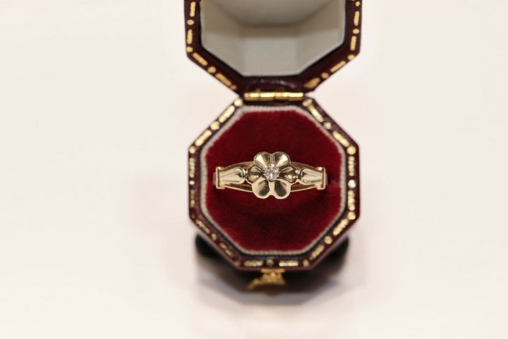 アンティーク 14K ナチュラルダイヤモンドのロシアンリング