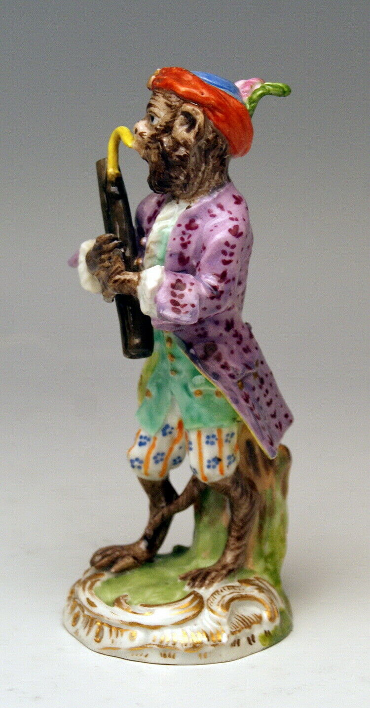 邁森 MEISSEN マイセン FIGUR AFFENKAPELLE FAGOTTIST MONKEY ORCHESTRA NR: 18 UM 1840