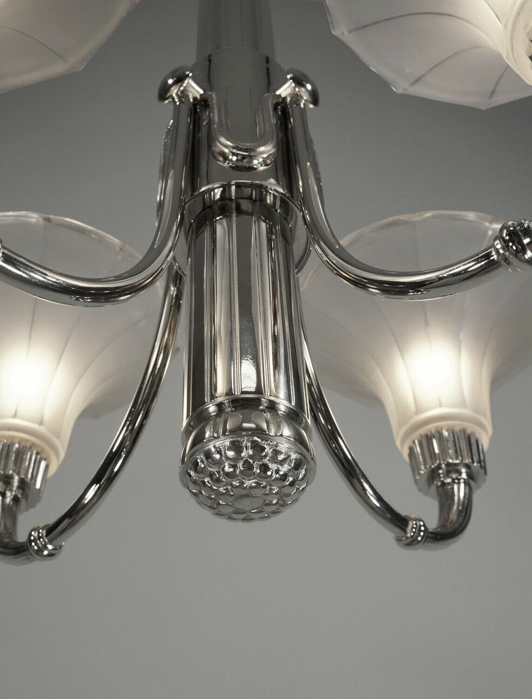 PETITOT : 1935 FRENCH ART DECO CHANDELIER ........ modernist lustre machine age