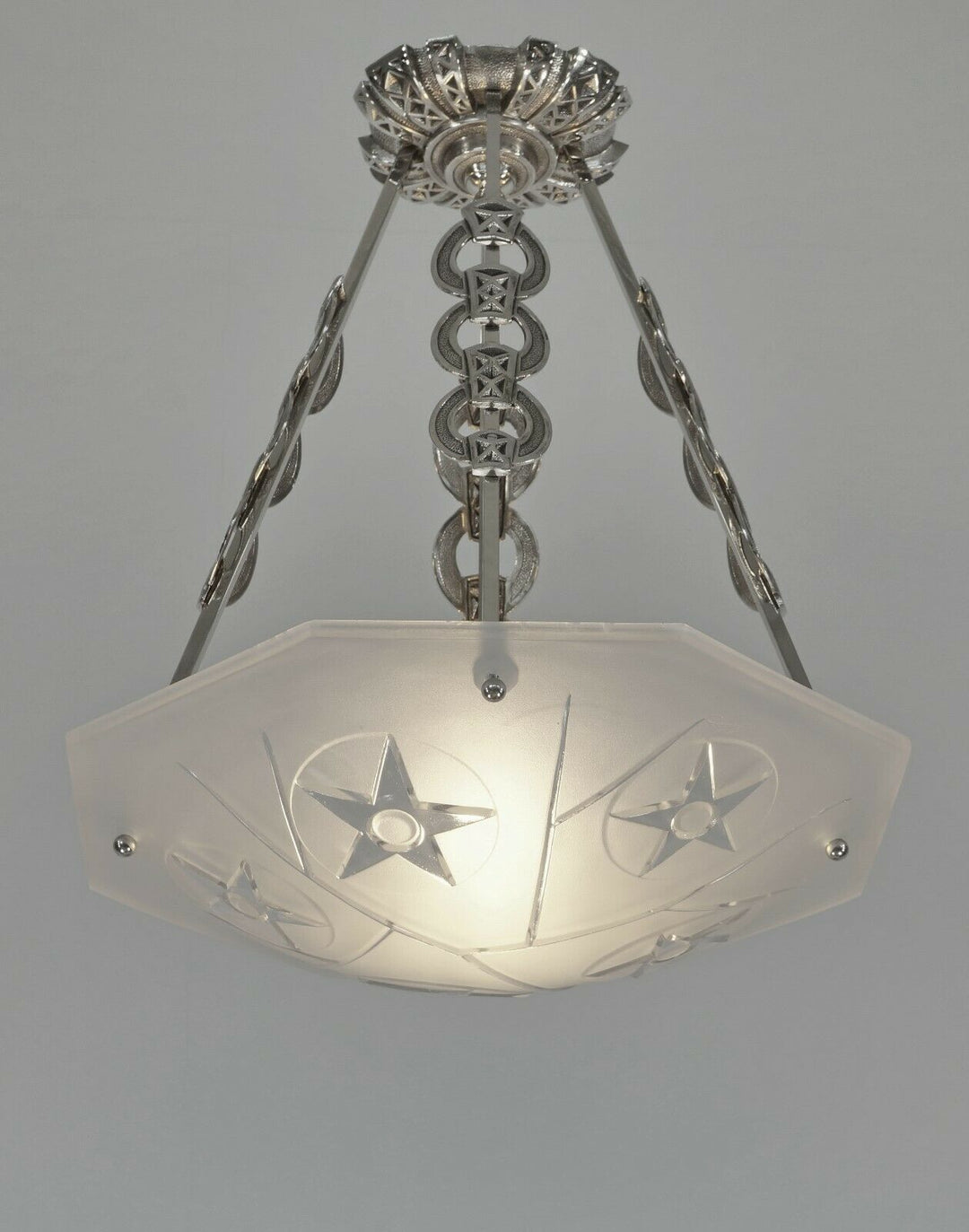 DEGUE : LARGE FRENCH 1930 ART DECO PENDANT CHANDELIER ... lustre lamp muller era