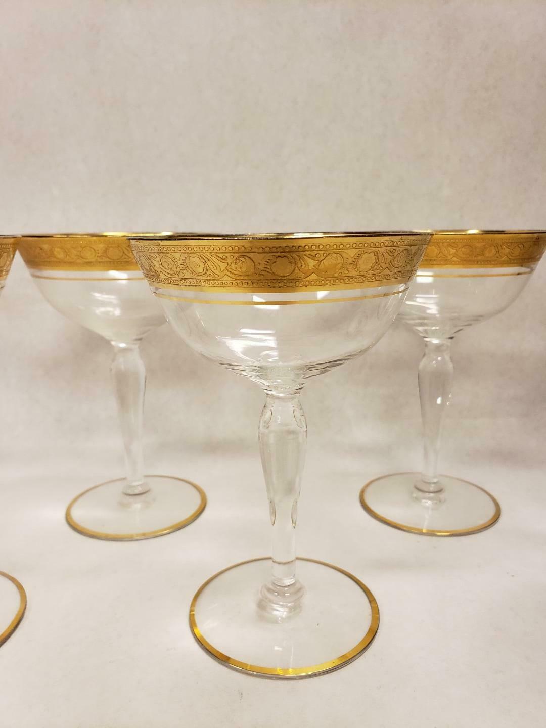 Set of 7 Vintage Champagne Tall Sherbert Glastonbury Lotus Minton Crystal Glass