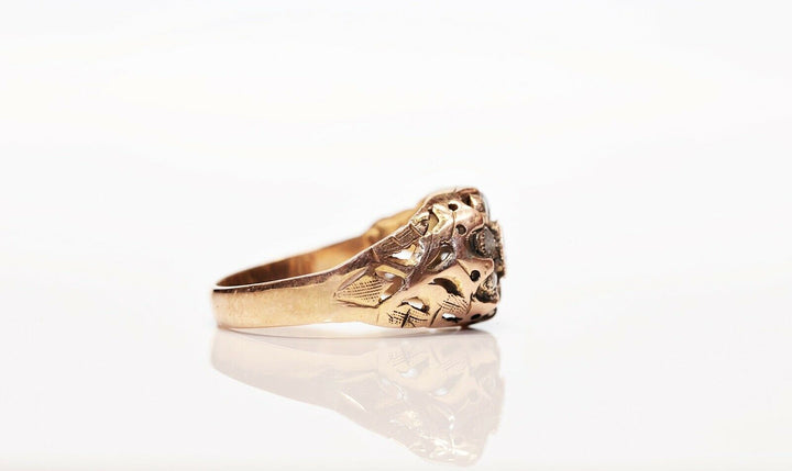 アンティーク オリジナル 10K ナチュラルローズカットダイヤモンドのオスマンリング