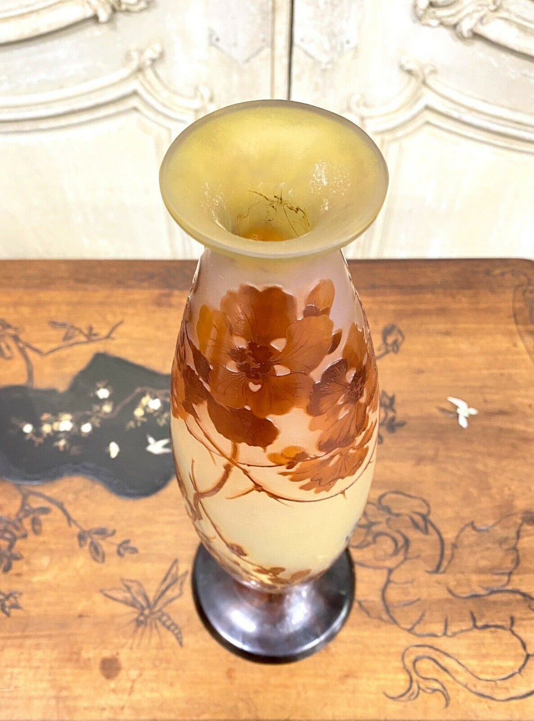 エミールガレ(GALLE)　日本のリンゴの花瓶　パート・ド・ヴェール