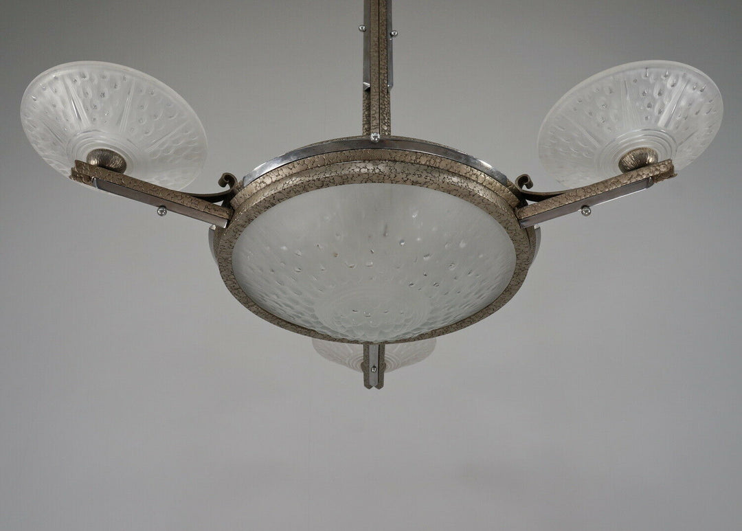 MULLER FRERES : signed FRENCH 1930 ART DECO CHANDELIER ............ lustre lamp