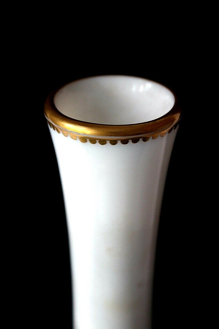 Antique Baccarat opaline glass handpainted figural vase, very rare, c 1880