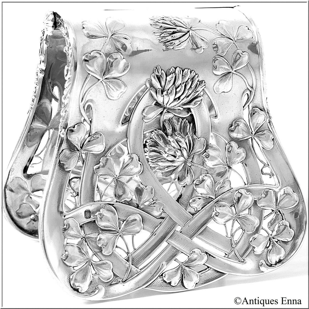 Debain French All Sterling Silver Asparagus Sandwiches Grip, Clover, Art Nouveau
