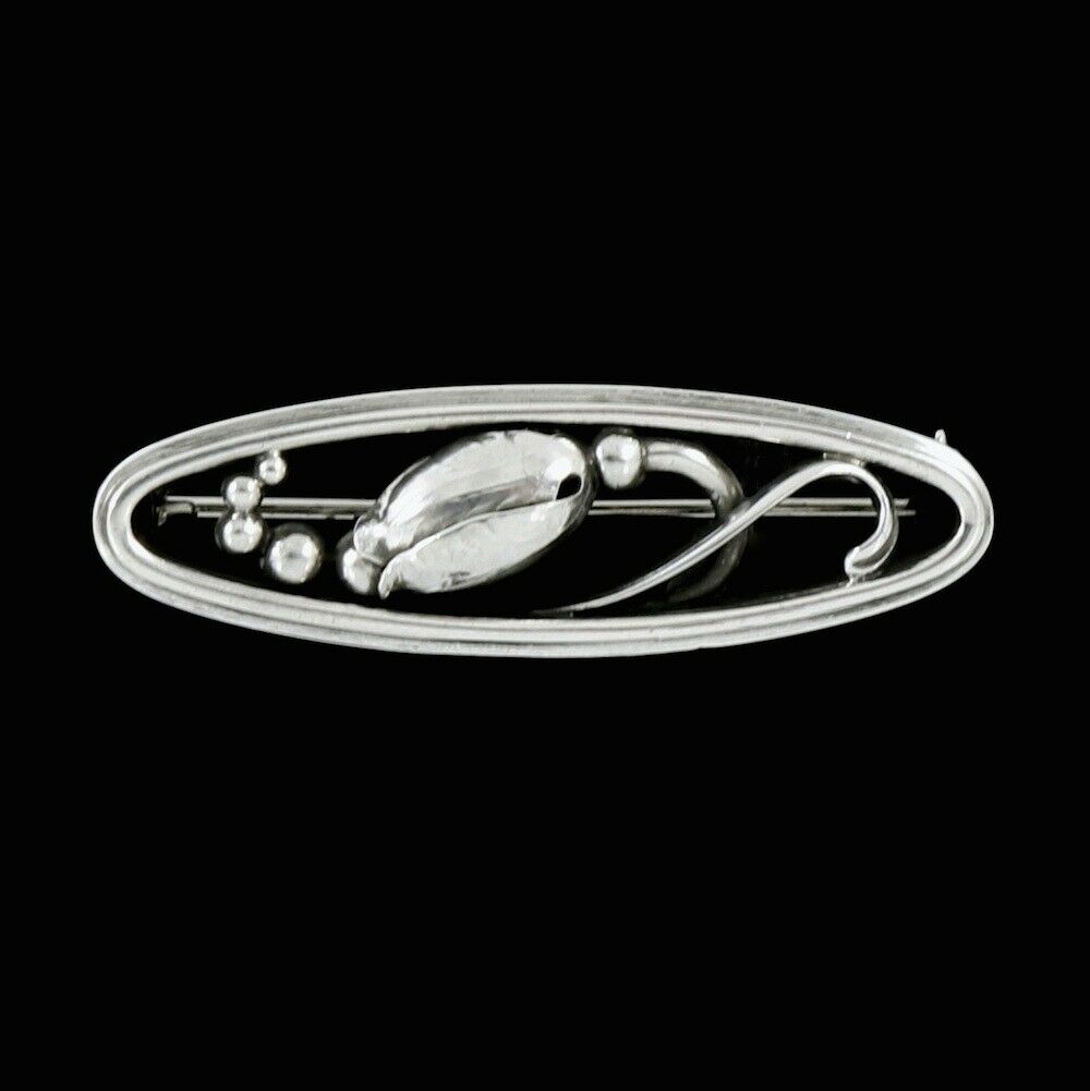 Georg Jensen. Sterling Silver 'Blossom' Brooch #226 - 1945-51 Hallmarks