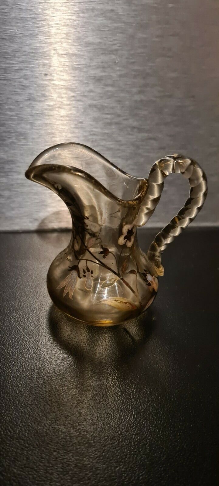 Rare Pichet Miniature Verre Émaillé Emile Gallé Nancy 1ere Periode Old vase 1900