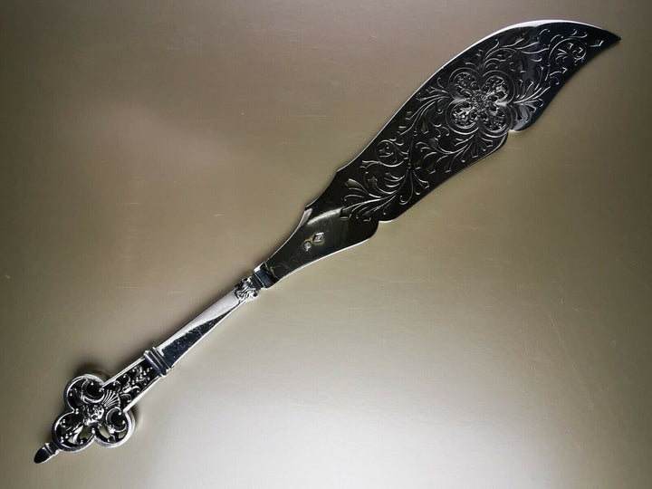CARDEILHAC - Renaissance Mascaron service knife French antique silver Minerve