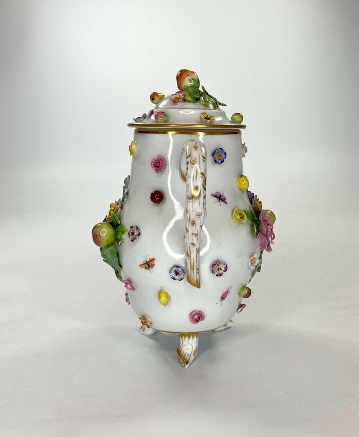 Meissen porcelain water jug. Flower & Fruit encrusted, c. 1870.