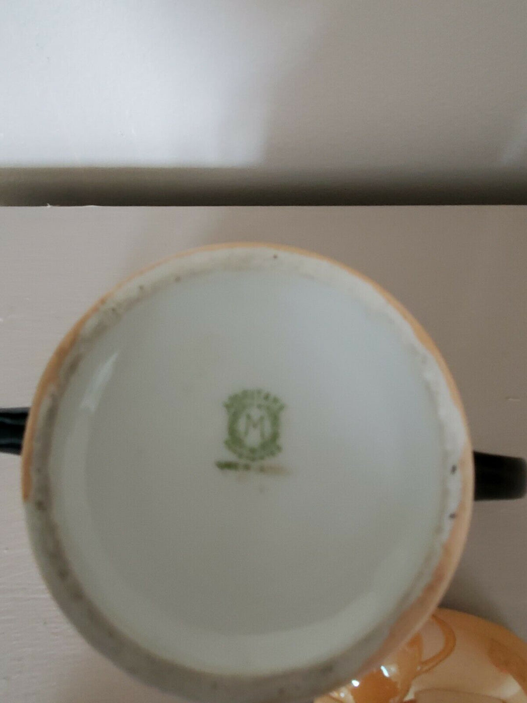 *RARE* Noritake Peach Lustre Bird Finial Sugar Bowl & Original Porcelain Spoon!