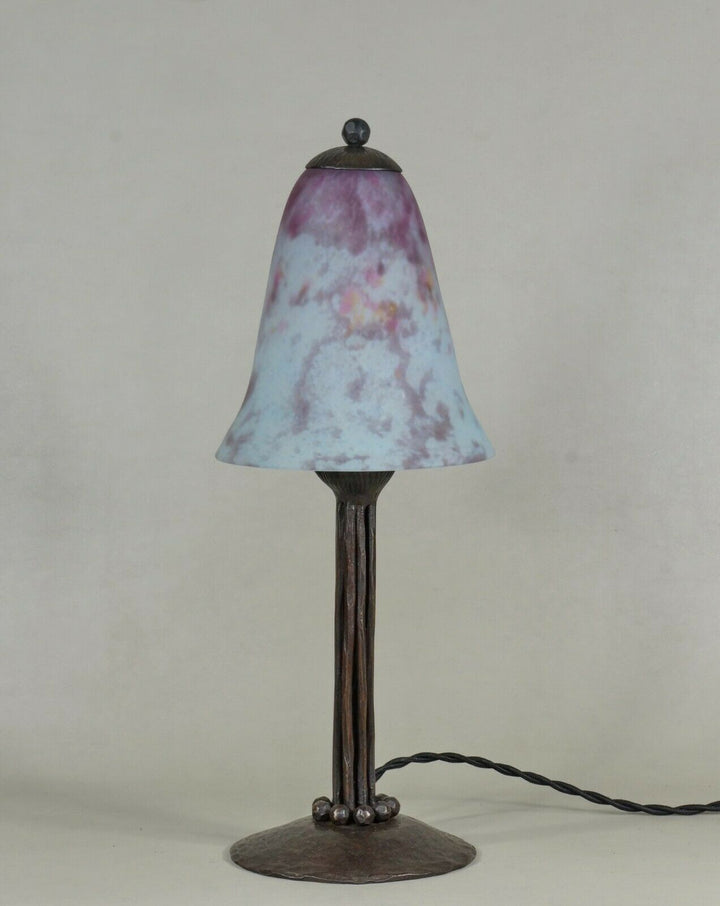 DAUM & VASSEUR : FRENCH 1925 1930 ART DECO LAMP wrought iron . muller era France