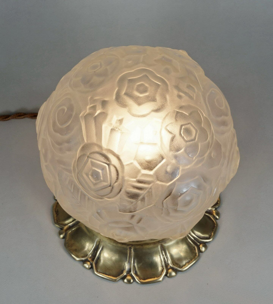 SABINO : FRENCH ART DECO LAMP 1930 ... bronze lustre globe lampe muller era 1925