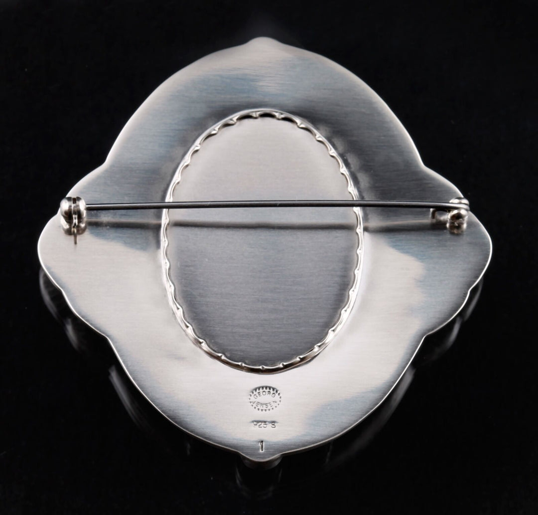 GEORG JENSEN Sterling Brooch #1 w. Black Agate. Anniversary. Silver. 1904-2014