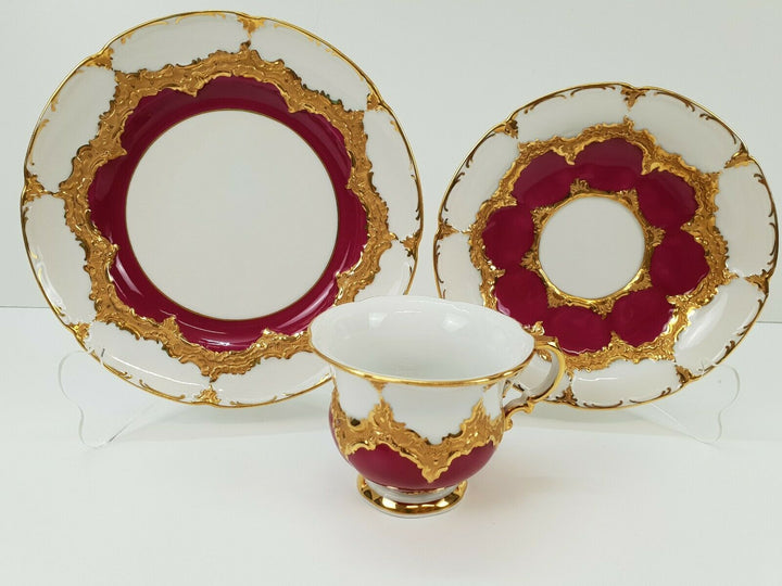 MEISSEN B-FORM PRUNK KAFFEEGEDECK KAFFEETASSE MIT GOLDRAND 1.WAHL