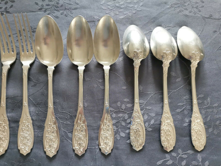 ARGENT MASSIF PUIFORCAT MODERNE FEUILLAGE 6 GRANDS COUVERTS DE TABLE L2