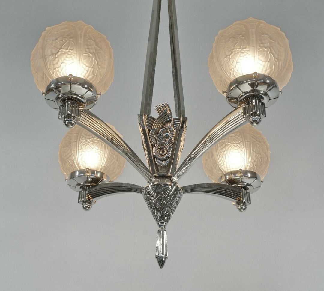 VANDAMME : FRENCH 1930 ART DECO CHANDELIER .......... lamp muller degue daum era