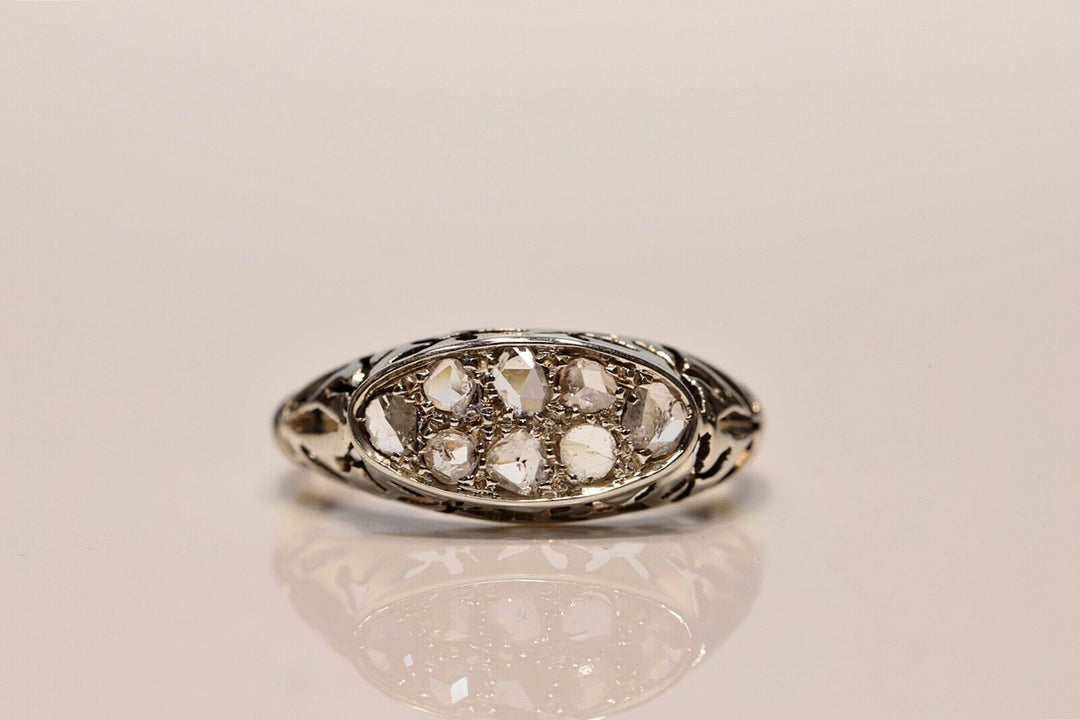 アンティーク オリジナル アールデコ 18K ナチュラルローズカットダイヤモンドのリング