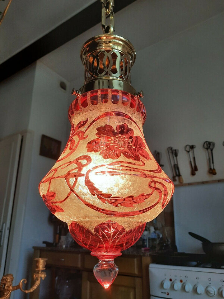 オールドバカラ　ランタン（ペンダントライト）　エグランチエ犬薔薇　希少品