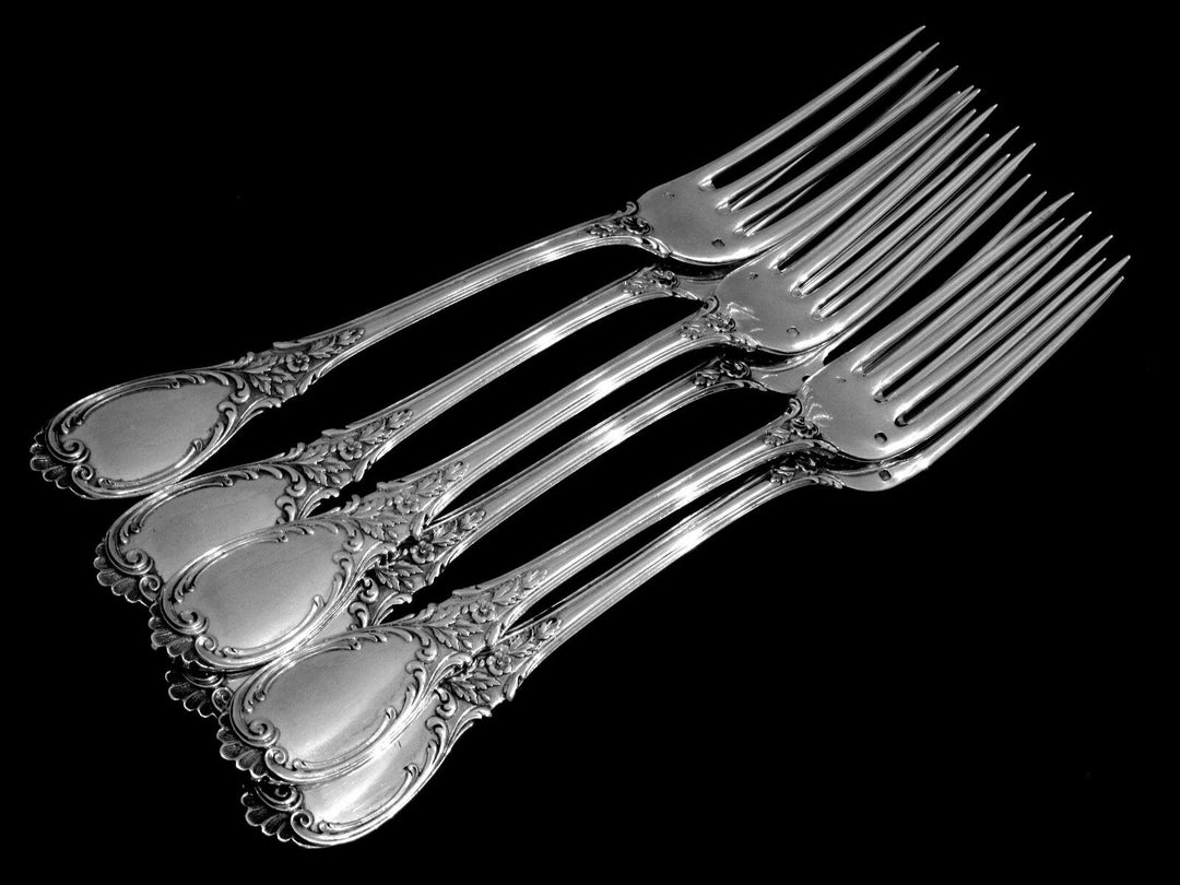 Puiforcat Fabulous French Sterling Silver Dinner Flatware Set 12 pc Roses