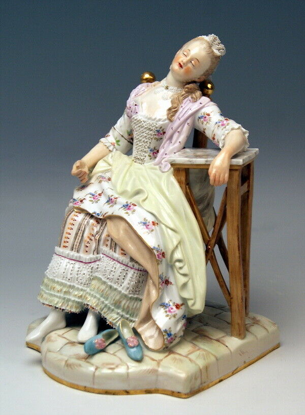 邁森 MEISSEN マイセン FIGUR SCHLAFENDE LOUISE SLEEPING LOUIS ACIER MNR: E 58 UM 1830