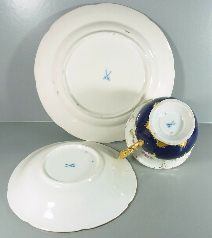 マイセン　B フォーム　コーヒーカップ＆ソーサー＆プレート　コバルトブルー