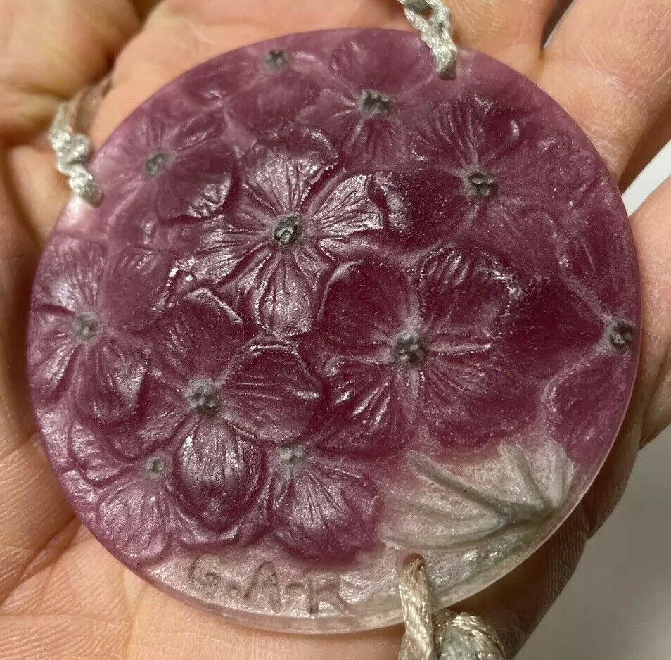 GABRIEL ARGY ROUSSEAU PATE DE VERRE GLASS PENDANT "HYDRANGEAS" ART DECO NOUVEAU