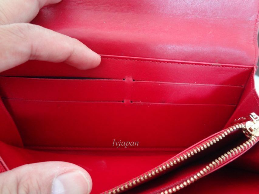 Authentic LOUIS VUITTON Vernis Long Wallet Red