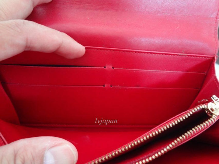 Authentic LOUIS VUITTON Vernis Long Wallet Red