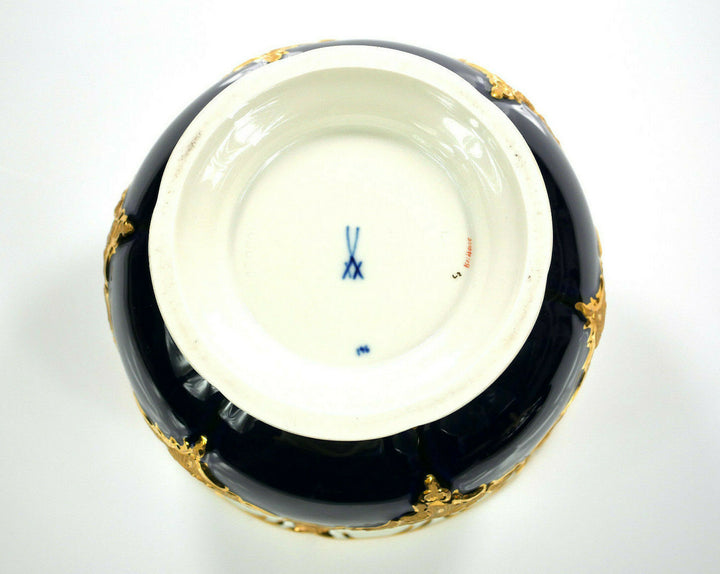 seltene, große Keksdose - MEISSEN - B-Form - kobaltblau - Ø ca. 17cm H: ca. 18cm