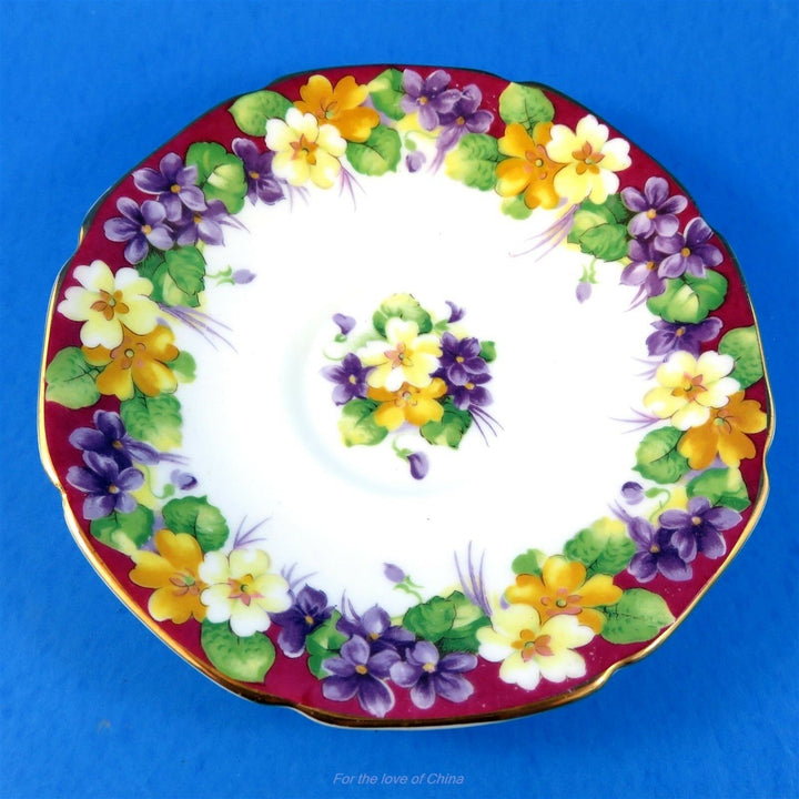 パラゴン　パープル＆イエロープリムローズカップ&ソーサー