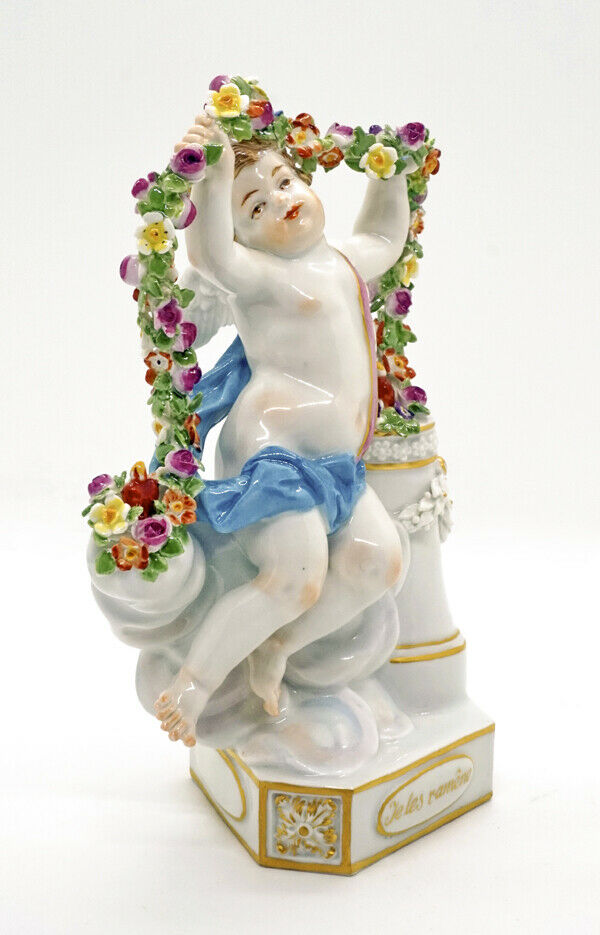 マイセン人形(MEISSEN)モットーチャイルド（格言の天使）シリーズ  "je les ramêne 「ハートを取り戻すキューピッド」