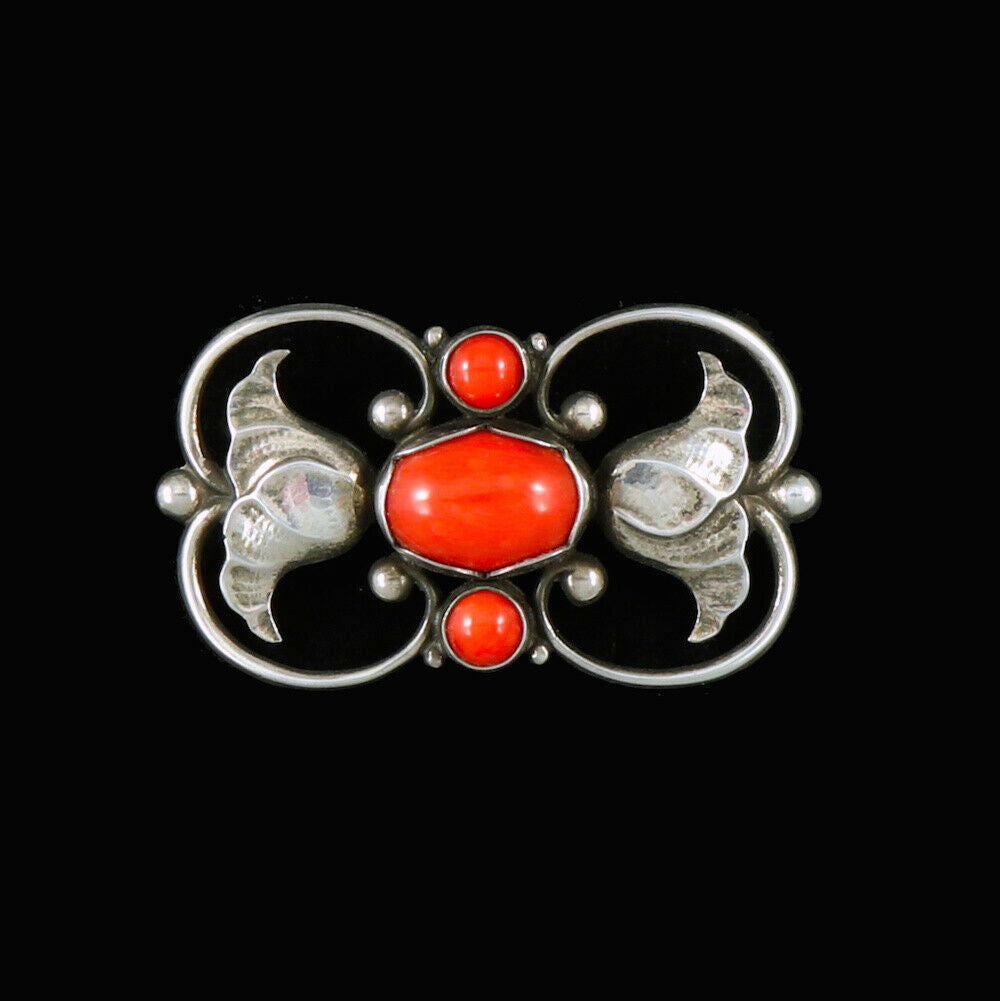 Georg Jensen. Sterling Silver Brooch with Corals #236A - Denmark.
