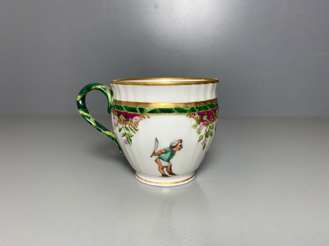 KPM BERLIN MOKKA GEDECK TASSE UT GÄRTNER KINDER PUTTEN ALLEGORIE? GOLD 2.WAHL
