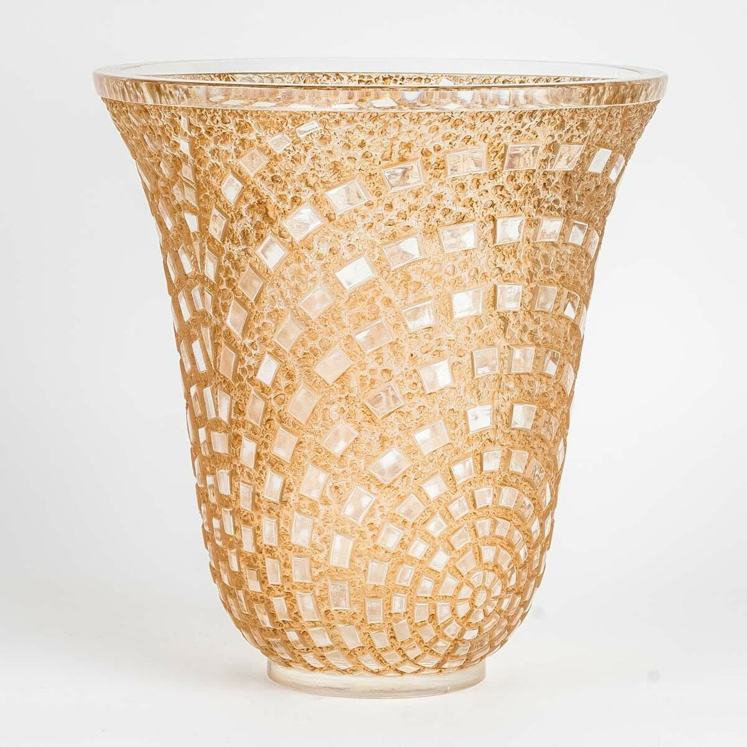 Vase Damiers Verre Patine Sépia René Lalique R.Lalique Stained Glass