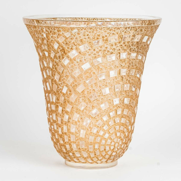 Vase Damiers Verre Patine Sépia René Lalique R.Lalique Stained Glass