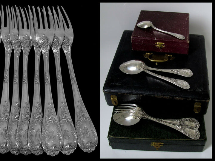 Puiforcat Fabulous French Sterling Silver Flatware Set 60 pc Rococo w/boxes