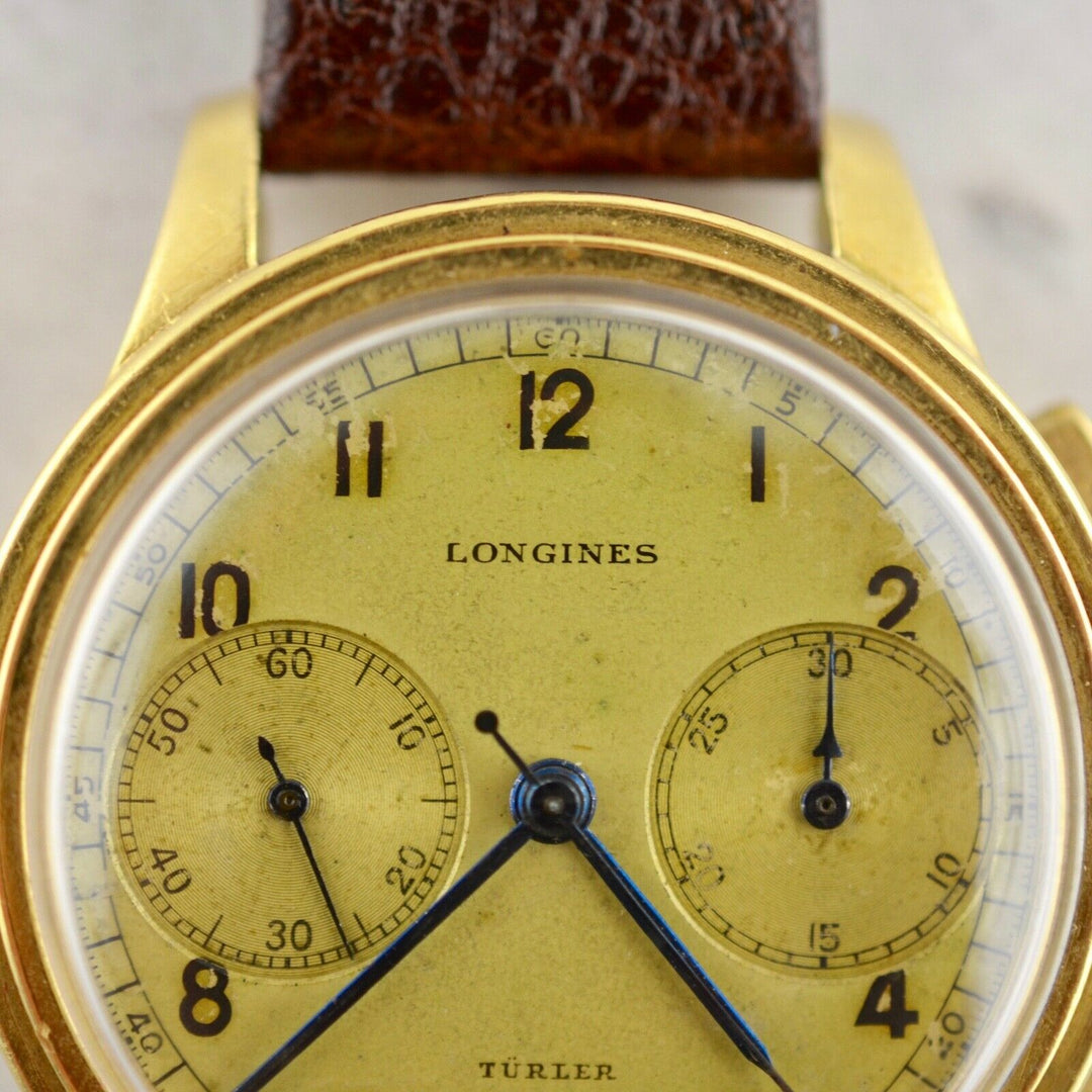 1943年　ヴィンテージ ロンジン チューラー　クロノグラフ　13ZN 参考番号.3504 18ct金製