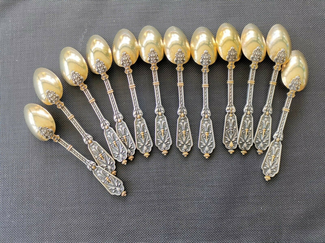 Puiforcat Solid Silver Vermeil Renaissance François 1er 12 Spoons The Desser
