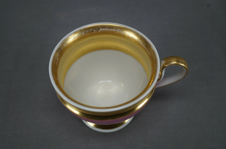 KPM Berlin Hand Painted Pink Leaves & Gold Empire Form Cup Circa 1837-1844