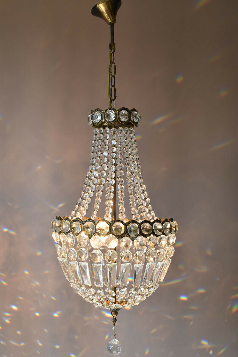Purse Vintage Crystal Chandelier, Antique Lighting Empire Lamp Hollywood Light