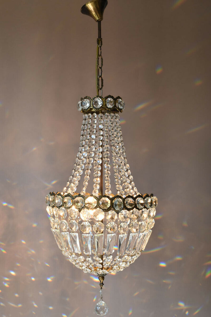 Purse Vintage Crystal Chandelier, Antique Lighting Empire Lamp Hollywood Light